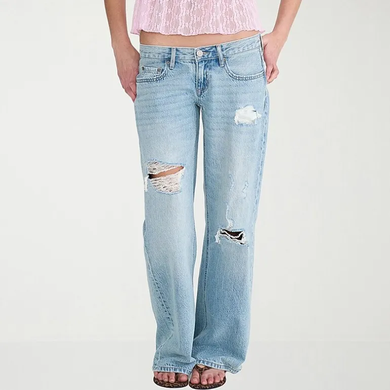 AEROPOSTALE Womens Juniors Low Rise Wide Leg Jean