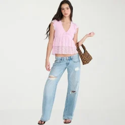 AEROPOSTALE Womens Juniors Low Rise Wide Leg Jean