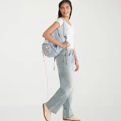 AEROPOSTALE Womens Juniors Low Rise Baggy Fit Wide Leg Jean
