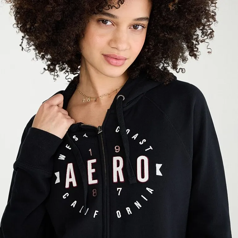 AEROPOSTALE Womens Juniors Long Sleeve Fleece Zipper Hoodie