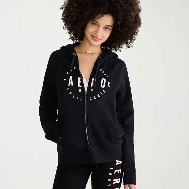 AEROPOSTALE Womens Juniors Long Sleeve Fleece Zipper Hoodie