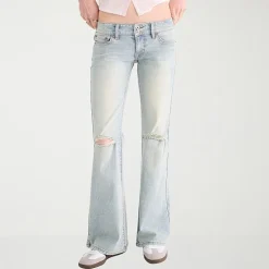 AEROPOSTALE Womens Juniors Mid Rise Flare Leg Jean