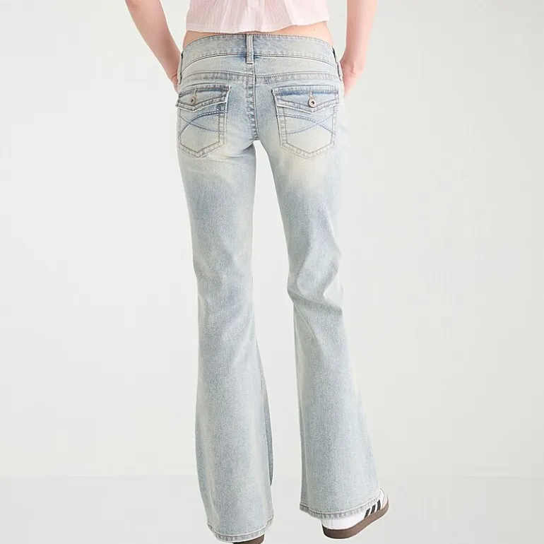 AEROPOSTALE Womens Juniors Mid Rise Flare Leg Jean