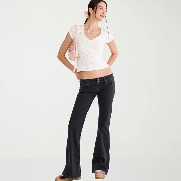 AEROPOSTALE Womens Juniors Mid Rise Flare Leg Jean