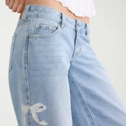AEROPOSTALE Womens Juniors Mid Rise Wide Leg Jean