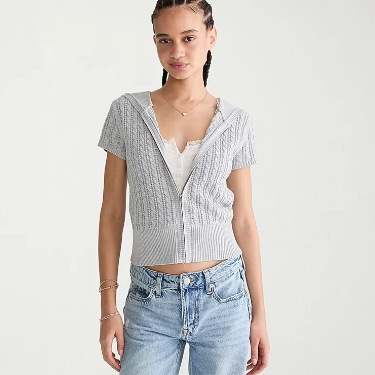 AEROPOSTALE Womens Juniors Short Sleeve Zipper Hoodie