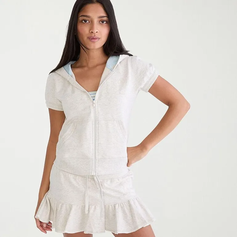 AEROPOSTALE Womens Juniors Short Sleeve Zipper Hoodie