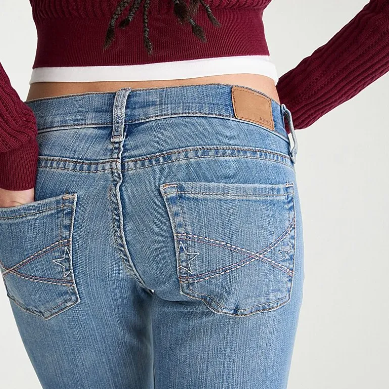 AEROPOSTALE Womens Juniors Short Mid Rise Bootcut Jean