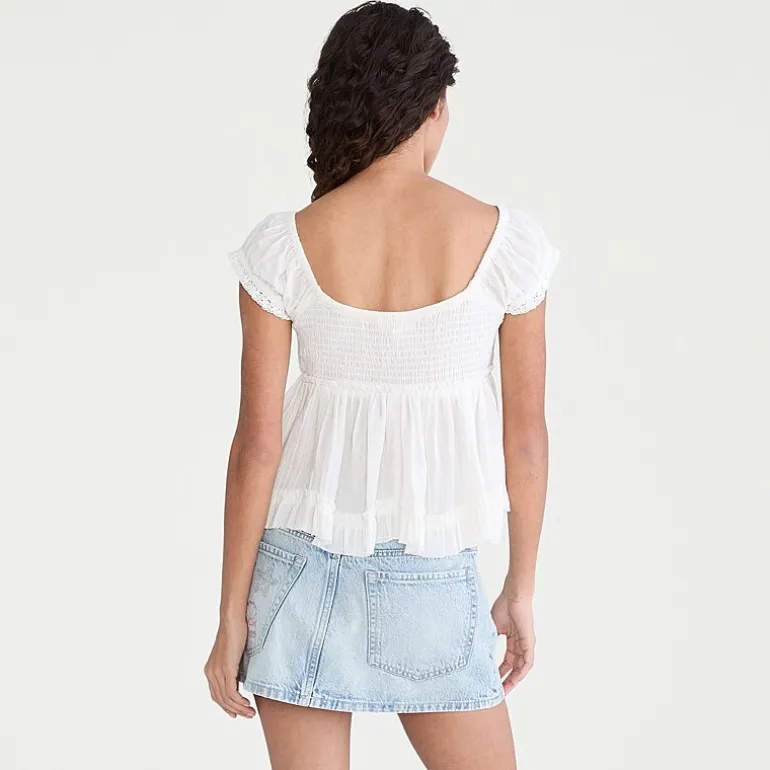AEROPOSTALE Womens Juniors V Neck Short Sleeve Babydoll Top