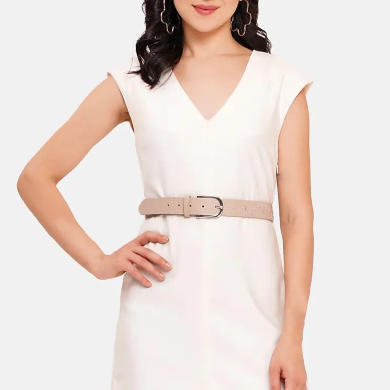 AGP PARIS Beige Star Motif Women's Belt