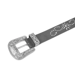 AGP PARIS Black Embossed Buckle Women's Belt