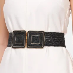AGP PARIS Black Hook Buckle Women's Belt