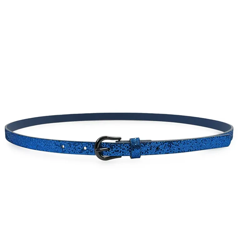 AGP PARIS Electric Blue Snake Print Women's Belt