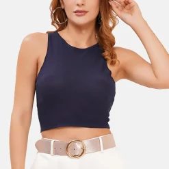 AGP PARIS Light Pink Round Buckle Women's Belt