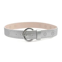 AGP PARIS Silver Round Buckle Women's Belt