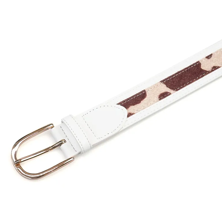 AGP PARIS White Dual Pattern Snake Print Women's Belt