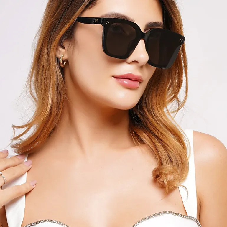 AGP PARIS Women's Classic Square Frame Acetate Polarized Lens UV400 Sunglasses