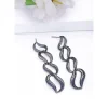 AGP PARIS Womens Dark Blue Curvy Loop Drop Earrings