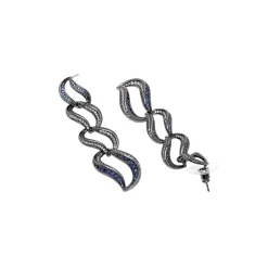 AGP PARIS Womens Dark Blue Curvy Loop Drop Earrings