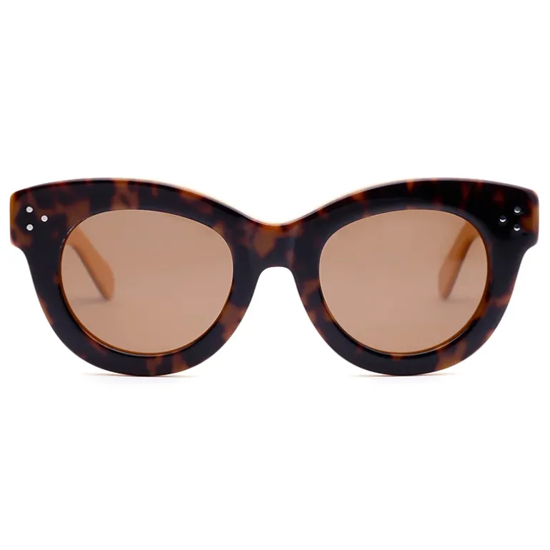 AGP PARIS Women's Retro Round Frame Acetate Polarized Lens UV400 Sunglasses