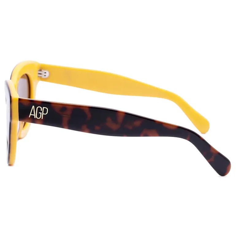 AGP PARIS Women's Retro Round Frame Acetate Polarized Lens UV400 Sunglasses