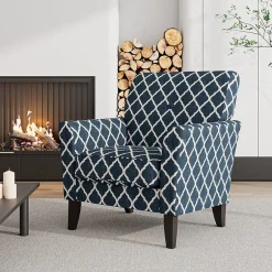 Alex Transitional Flared Arm Accent Chair in Trellis Fabric