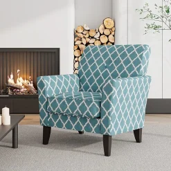 Alex Transitional Flared Arm Accent Chair in Trellis Fabric