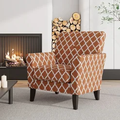 Alex Transitional Flared Arm Accent Chair in Trellis Fabric