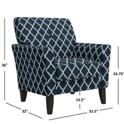 Alex Transitional Flared Arm Accent Chair in Trellis Fabric