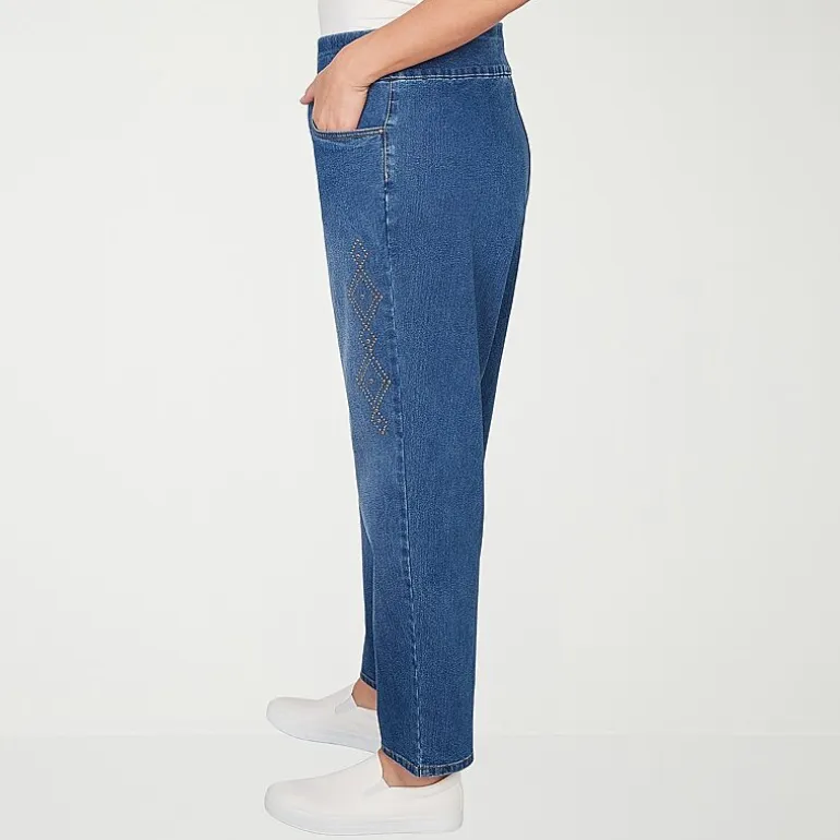 Alfred Dunner Austin Womens Mid Rise Straight Leg Jean