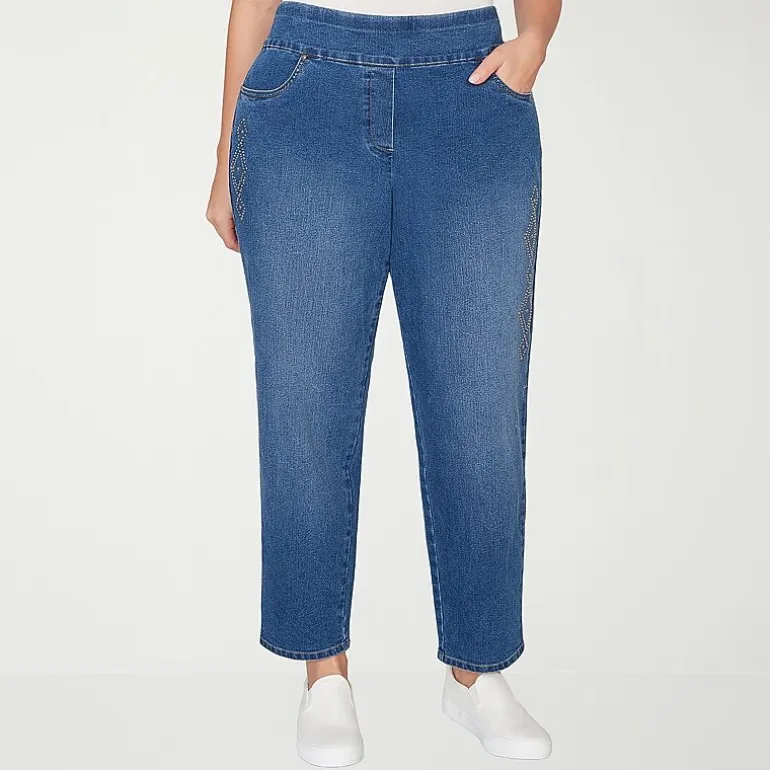 Alfred Dunner Austin Womens Mid Rise Straight Leg Jean