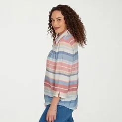 Alfred Dunner Camden Market Womens Cuffed 3/4 Sleeve Regular Fit Button-Down Shirt