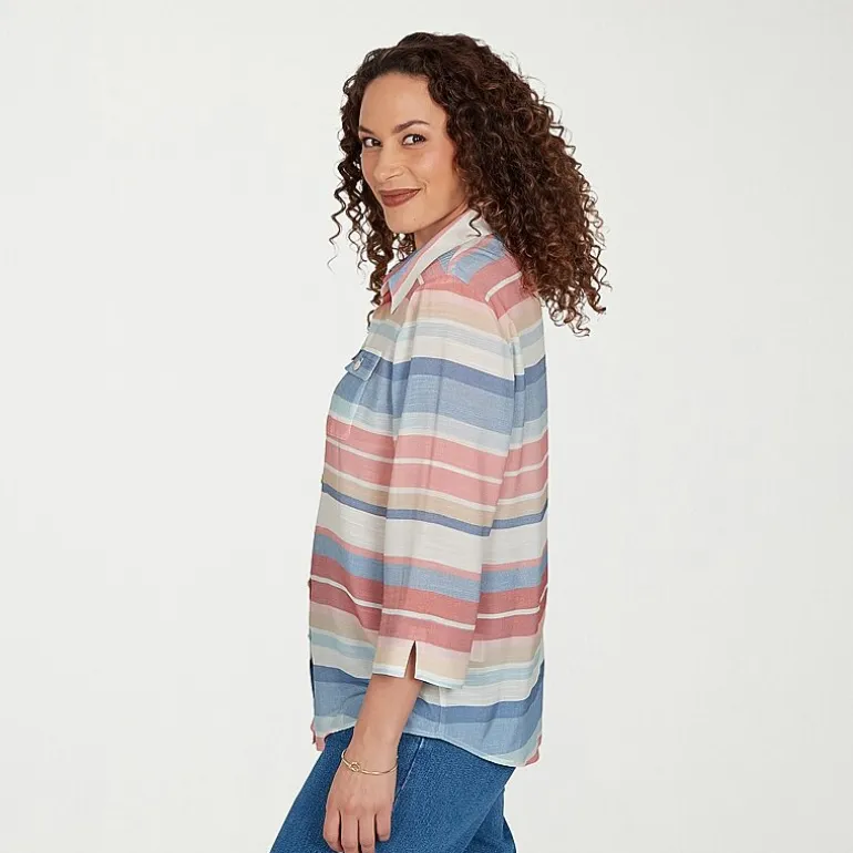 Alfred Dunner Camden Market Womens Cuffed 3/4 Sleeve Regular Fit Button-Down Shirt