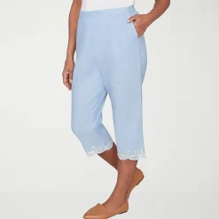 Alfred Dunner Caribbean Blues Womens Misses Short Straight Capri Pant