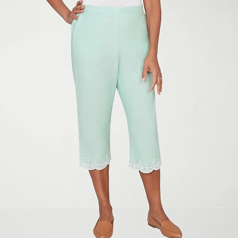 Alfred Dunner Caribbean Blues Womens Misses Short Straight Capri Pant