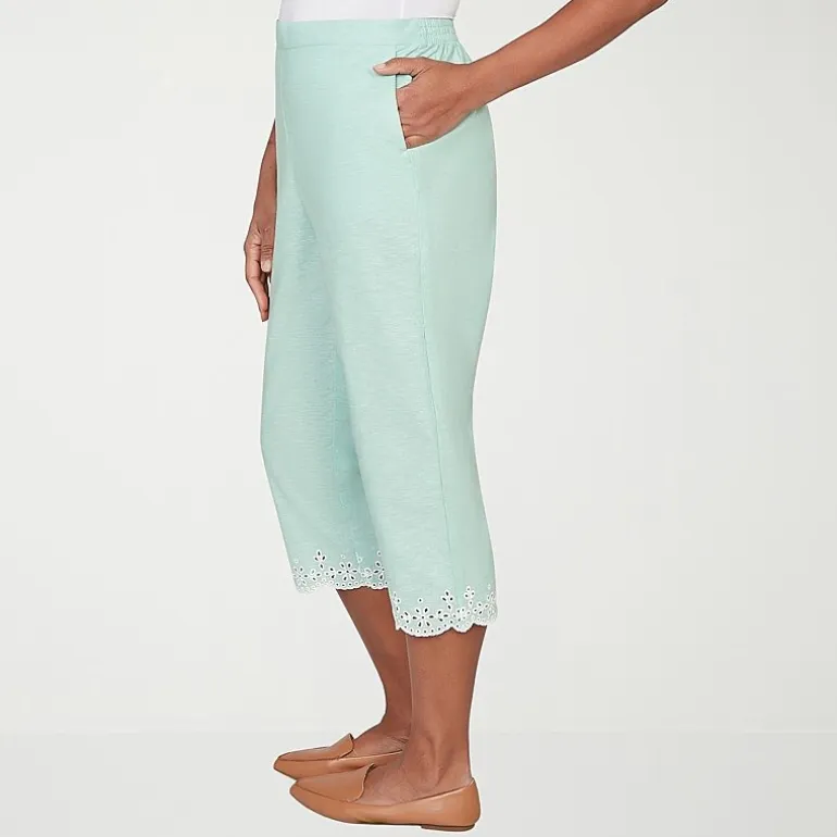 Alfred Dunner Caribbean Blues Womens Misses Short Straight Capri Pant