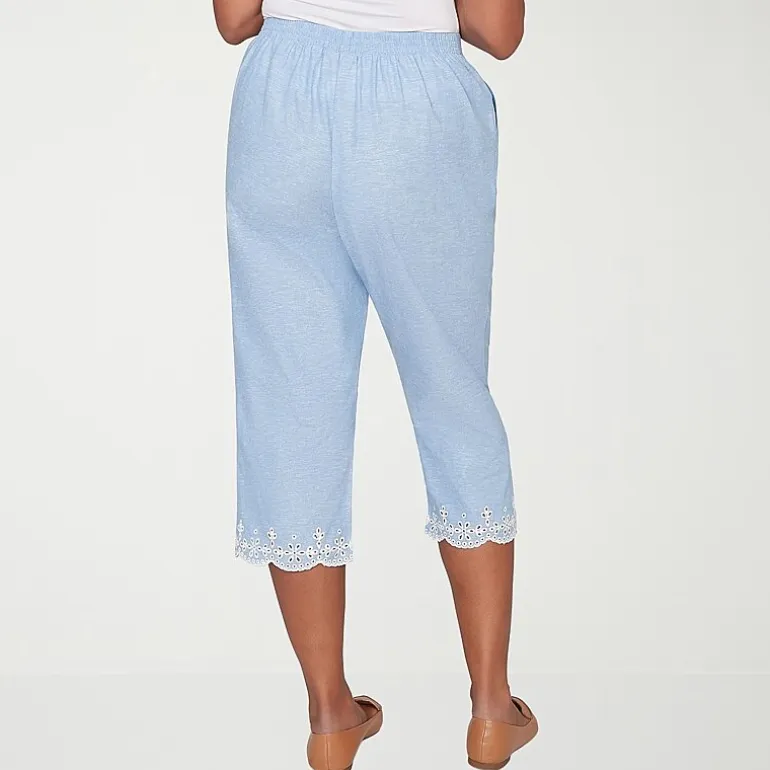 Alfred Dunner Caribbean Blues Womens Misses Short Straight Capri Pant