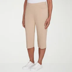 Alfred Dunner Classics Womens Stretch Fabric Straight Mid Rise Capri Pant