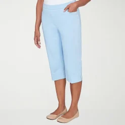 Alfred Dunner Classics Womens Stretch Fabric Straight Mid Rise Capri Pant