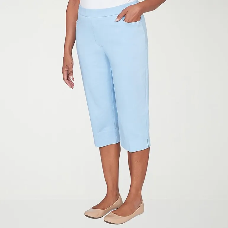Alfred Dunner Classics Womens Stretch Fabric Straight Mid Rise Capri Pant