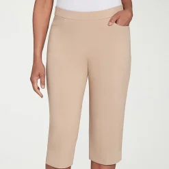 Alfred Dunner Classics Womens Stretch Fabric Straight Mid Rise Capri Pant