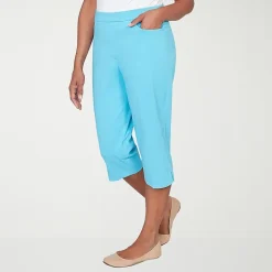 Alfred Dunner Classics Womens Stretch Fabric Straight Mid Rise Capri Pant