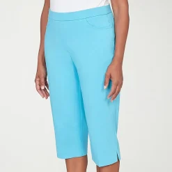 Alfred Dunner Classics Womens Stretch Fabric Straight Mid Rise Capri Pant