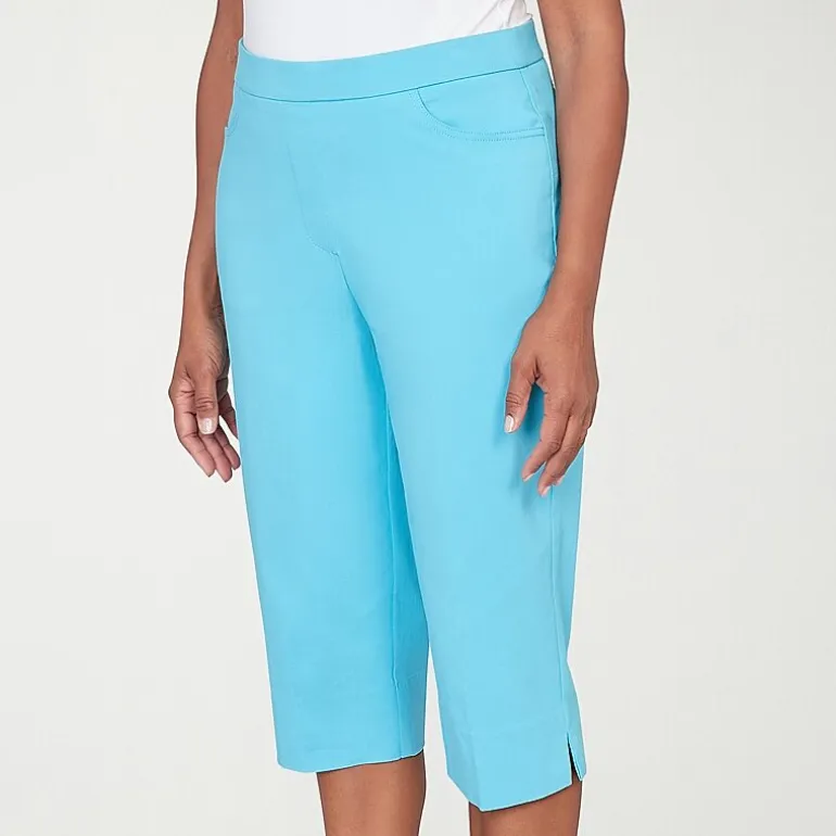 Alfred Dunner Classics Womens Stretch Fabric Straight Mid Rise Capri Pant