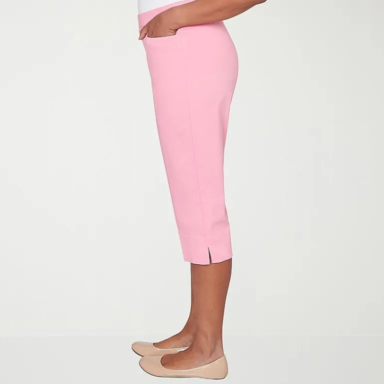 Alfred Dunner Classics Womens Stretch Fabric Straight Mid Rise Capri Pant