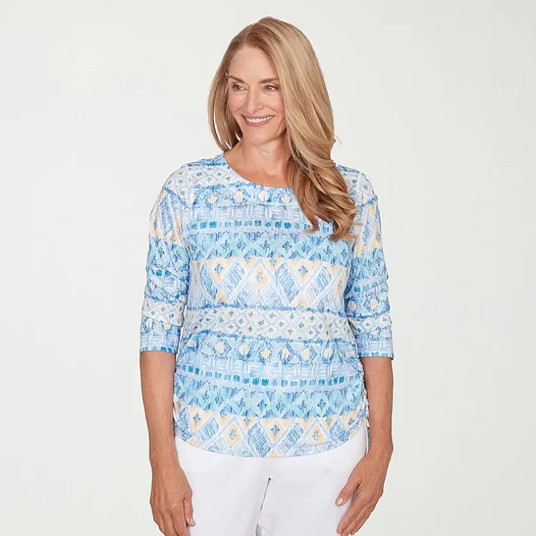 Alfred Dunner Classics Womens Crew Neck 3/4 Sleeve T-Shirt