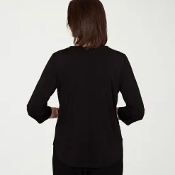 Alfred Dunner Classics Womens Split Crew Neck 3/4 Sleeve T-Shirt
