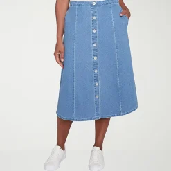 Alfred Dunner Classics Womens High Low Denim Skirt