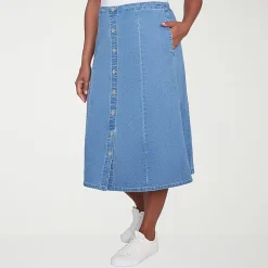Alfred Dunner Classics Womens High Low Denim Skirt