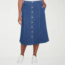 Alfred Dunner Classics Womens High Low Denim Skirt